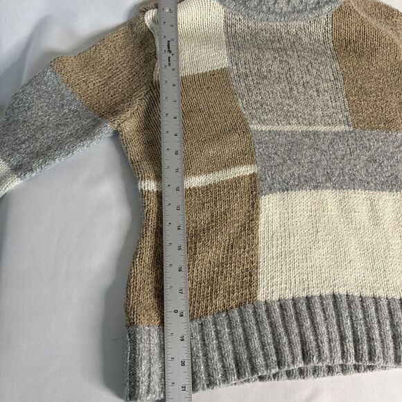 Liz Claiborne Woman Size Large Cotton Blend  PatchworK‎ Knit Neutral Turtleneck - Picture 5 of 6